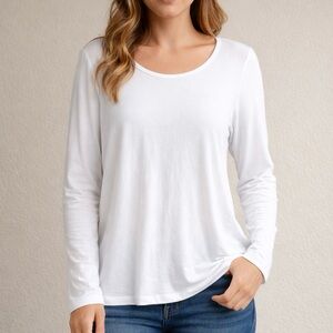 Kenar Top Women’s Sz X-Large White Long Sleeve Modal Blend Stretch Casual Shirt